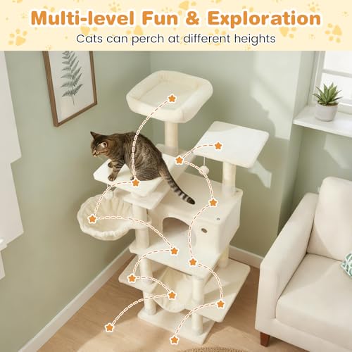 Árbol para Gatos Tangkula Alto 63 Pulgadas Beige miniatura 4