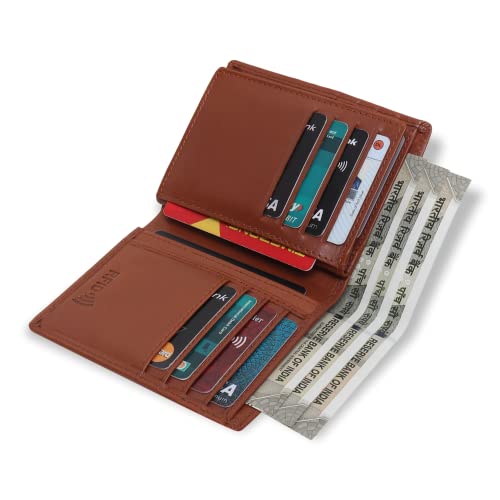 Image of TANSTITCH Men's Genuine Leather Wallet | RFID Blocking Wallet for Men | 16 Card Slots, 1 ID Window | Large Capacity Card Holder Wallet for Men (Hold 30 Currency Notes) (TAN)