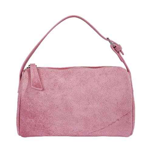 Image of Women PU Leather Casual Pillow Shoulder Bag – Cylindrical Crossbody (Rose