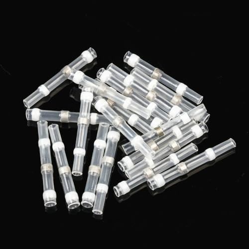 50 Pcs of Solder Seal Sleeve White Heat Shrink Butt Wire Connectors Terminals