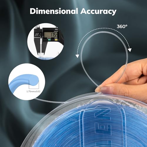 Image of AMOLEN Rapid PETG Transparent 3D Printer Filament 1.75mm + /-0.02mm,Transcucent petg 500mm /s High Speed Strong Toughness Sky Blue 1KG /2.2lb