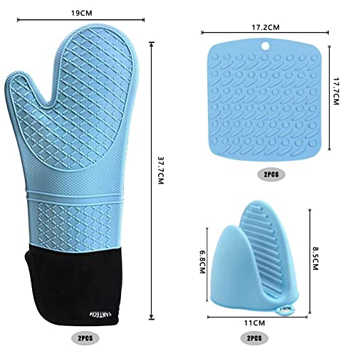 Fantecia Oven Mitt Set, Silicone Oven Mitts With Pot Holders And Trivet Mats, Heat Resistant, Anti-Slip And Easy To Clean #TOP6