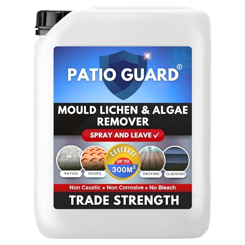 PATIO GUARD PATIO CLEANER MOULD ALGAE AND LICHEN REMOVER - Professional Trade Strength Patio Cleaner - No Scrubbing Required (5L Concentrate)
