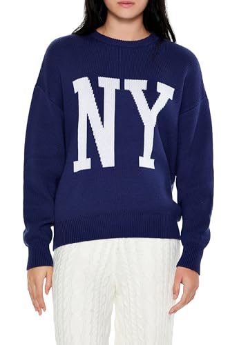 Forever 21 Women's Ny Graphic Drop-Sleeve Sweater
