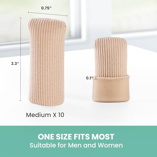 Image of Welnove Gel Toe Cap - 10 Pack Toe Protector for Women Men - Cushions and Protects to Cover Toes, Relief Toe Pain from Ingrown Toenails, Corns, Blisters, Hammer Toes (Medium Size)