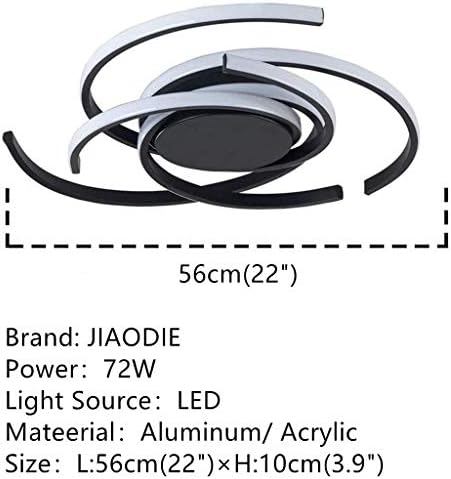 JIAODIE LED Ceiling Light Dimmable Chandelier Living Room Kitchen with Remote Control Ceiling Lamp, Modern Dining Room Acrylic Design Ceiling Chandeliers Lighting for Bedroom,Black
