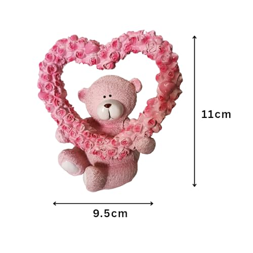 Image of FunzOn Pink Teddy with Heart Ring| Teddy Bear Showpiece | Valentine Gift | Birthday Gift |Home, Bedroom, Office Decor Items|Gift Item | Table Decor Showpiece