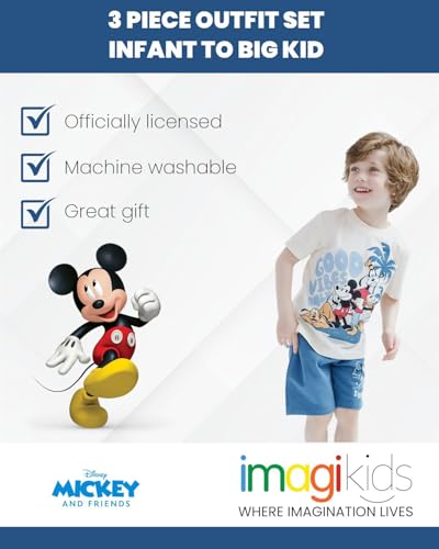 Image of Disney Lion King Toy Story Mickey Mouse Cars T-Shirt Tank Top and French Terry Shorts 3 Piece Outfit Set Toddler to Big Kid