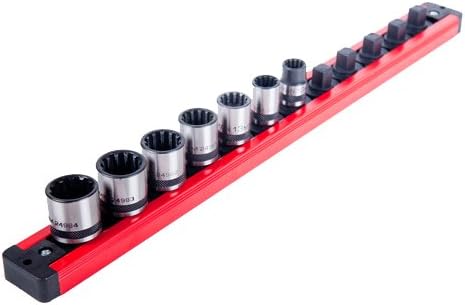 BIG RED MTOLAS38PMT Torin Tool Storage Organizer: Magnetic Locking Socket Rack, 3/8" Drive Sockets