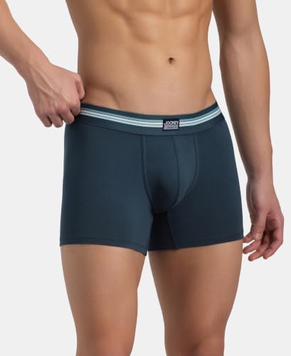 Image of Jockey UI21 Men's Super Combed Cotton Elastane Stretch Printed Trunk with Ultrasoft Waistband (Pack of 2 Colors & Prints May Vary)