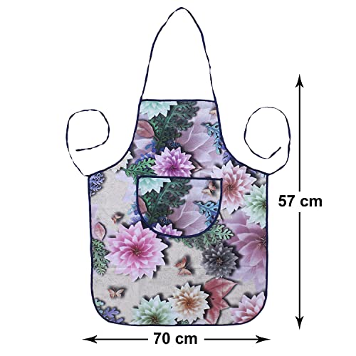 Image of Kuber Industries Apron|PVC Unique Floral & Strips Print Kitchen Chef Cloth|Waterproof Centre Pocket Apron With Tying Cord for Men & Women,Pack of 2 (Multicolor)