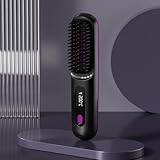 GLÄTTBÜRSTE KABELLOS,STYLINGBÜRSTE FÜR KURZE HAARE,HAARGLÄTTERBÜRSTE 2026,HAARGLÄTTER BÜRSTE MIT NEGATIVE LONEN,3 TEMPERATURSTUFEN,LCD DISPLAY, FÜR REISEN UND TÄGLICHEN GEBRAUCH (SCHWARZ)