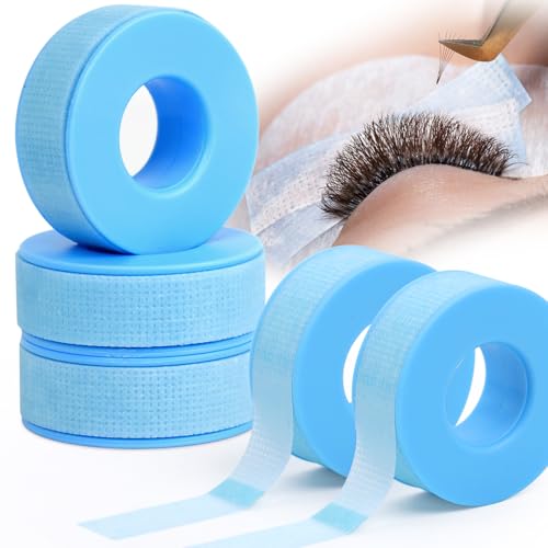 EMEDA Silicone Lash Tape for Eyelash Extensions - Gel Eyelash Tape for Sensitive Skin to Make Up/Lips/Eye Shadow/DIY/Salon Easy Tear Microporous Breathable Lash Extension Supplies (Blue 5 Rolls)
