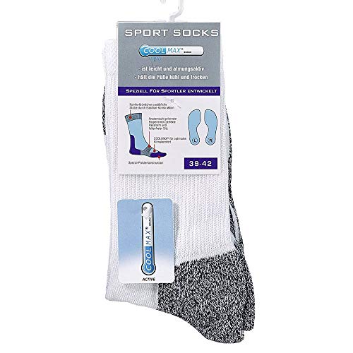 HomeOfSocks Paire de chaussettes de trekking Coolmax pour loisirs en plein air avec rembourrage Coupe ajustée Taille 35-50 - Blanc - 43-46 Cover