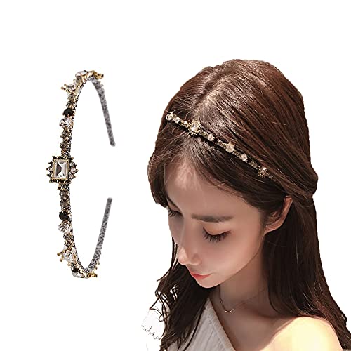 Diamond Headbands for Women Girls Baroque Crowns Crystal Beaded Headband Headpiece Birthday Christmas Gifts