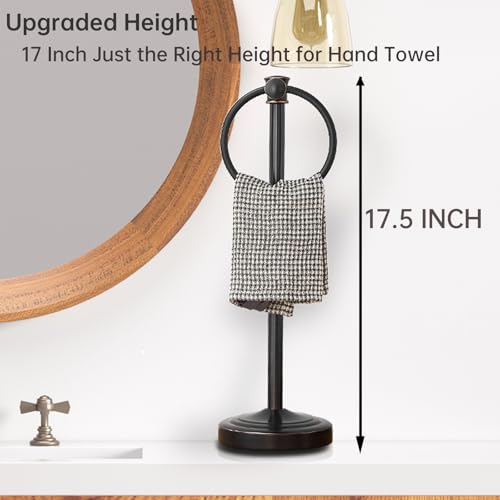 Hoimpro 17 Inch Stand Hand Towel Holder Towel Bar Towel Hanging Ring, Free Standing Floor Hand Towel Rack Storage for Bathroom Kitchen Vanity Countertops, Hardware Accessories(Oil Rubbed Bronze) by Hoimpro - Image 5