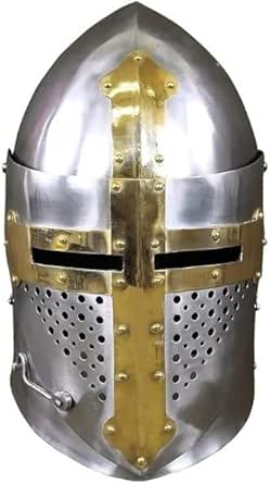 Amazon.com: ebas Medieval Crusader Great Helm – Knight Templar Cross ...