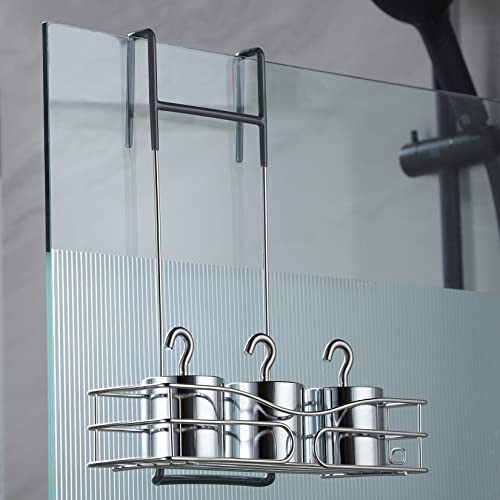 Cooeco Shower Caddy Hanging - Rustproof Shelf Storage Stainless Steel Organizer Bathroom Shampoo Holder over the Door with 2 Hooks - Image 6