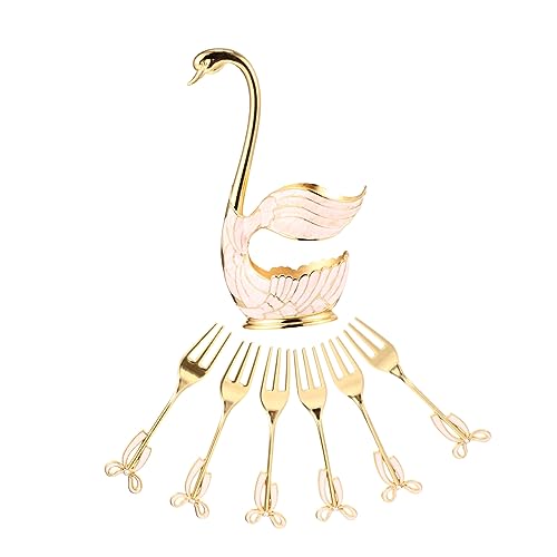 STOBAZA 1Set Dessert Fork Swan Fruit Forks Tableware for Snacks Appetizers Desserts Elegant Kitchen Decor present for Parties Special Occasions