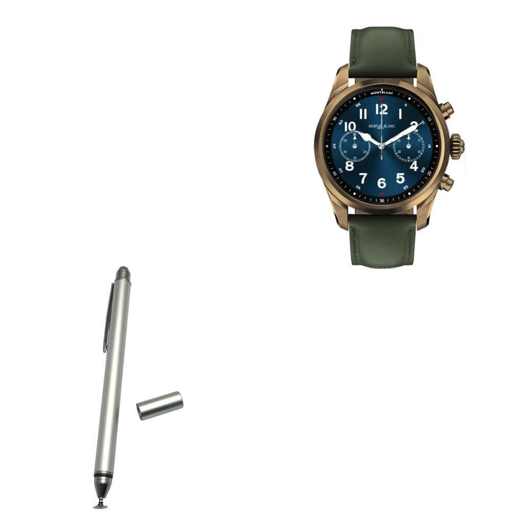 BoxWave Stylus Pen Compatible with Montblanc Summit 2+ - DualTip Capacitive Stylus, Fiber Tip Disc Tip Capacitive Stylus Pen - Metallic Silver