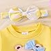 CETEPY Baby Girl Clothes 12 18 Months Fall Winter Fashion Outfits 3pcs Long Sleeve Cute Bear Cartoon Sweatshirt Print Flare Pants Bow Headband Set Yellow 12-18 Months