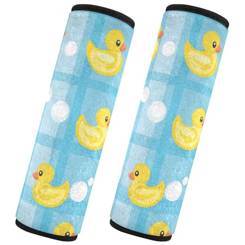 Seat Belt Covers 2 Pack Ducks Car Seat Strap Covers Super Soft Blue Plaid Car Seat Neck Cover for Boys Girls Adults Babies M