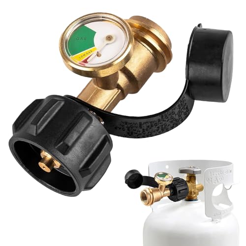 KBIBCK Propantank-Messgerät, Propangas Füllstandsanzeige, Tankmessgerät aus Metall Con Conexión QCC1/POL, Propans Tank Messgerät, Messing-Propan-Füllstandsanzeige für Grills Wohnmobil Camping-Heizung