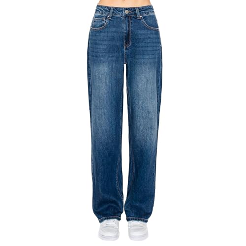 WAX JEAN Collection Women's Loose Fit Straight Wide Leg Jeans