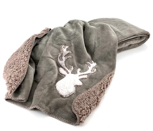 Sofadecke Weihnachten 15 heimtexland Kuscheldecke Hirsch Fell Imitat Wohndecke flauschig warm...