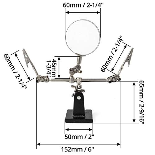 QWORK® Dritte Hand Lupe mit Klemmen , verstellbare 5-fache Vergrößerung, entworfen zum Löten, Basteln und Inspektion von Mikroobjekten