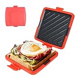 Microwave Toastie Sandwich Maker, 3-in-1 Toastie Panini Press with Dishwasher Safe Design No Electricity Needed Fast Cooking for Travel Friendly/Office/Home, Red
