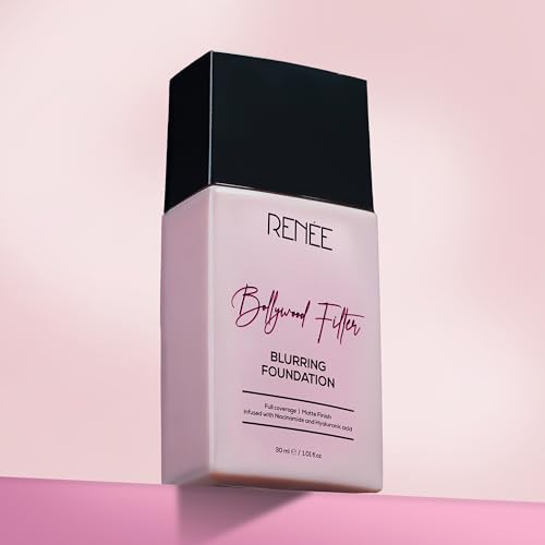 Image of RENEE Bollywood Filter Blurring Liquid Foundation- Cocoa Cloud |Blurs Pores & Blemishes, Full Coverage, Matte Finish | Hydrates & Evens Skin Tone | With Niacinamide & Hyaluronic acid | 30ml