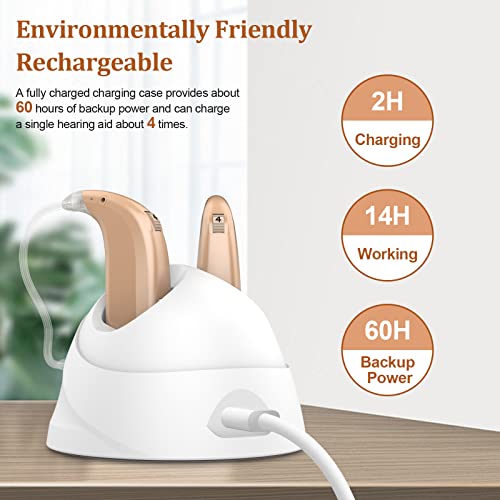 Bsllter Hearing Aids Noise Cancelling With Three Modes, Self-Fitting Hearing Aids Rechargeable For Seniors Adults With Hearing Loss, Bte(Beige) #TOP5