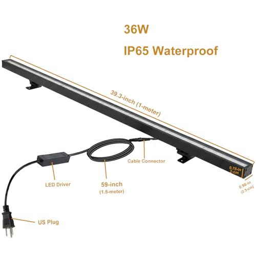 Vanlison 36W LED Wall Washer Light, 3.2ft/40 inch 3000K Warm White Linear Flood Light Bar, IP65 Waterproof Outdoor Lighting for Landscape, Garden, Yard, Church, Sign & Billboard by Vanlison - Image 6