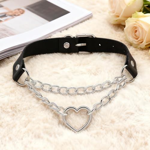 Halsband Damen für Sex, BDSM Halsbänder Leine Ketten, Fetisch Collar für Sexspielzeug & Bondage, Sexhalsbänder für Paare, Männer & Frauen (Schwarz & Silber)