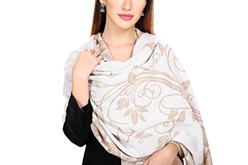 Image of KRITI Paisley Design Woollen Beige Color Shawl For Women