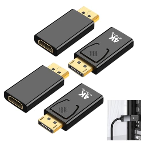 FinalCool 4 Piezas 4K Adaptador Displayport a HDMI, 4K@60Hz DP Macho a Hdmi Hembra, DP a HDMI Convertidor Compatible con PC Projector, TV, Monitor Laptop, AMD, HDTV Varios Dispositivos (Negro)