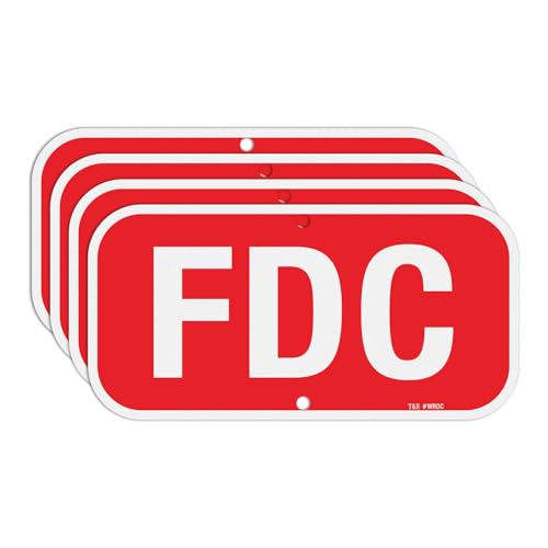 Panneau de connexion Fire Department T&R FDC Sign en aluminium réfléchissant lot de 4