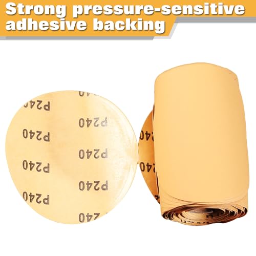 Image of SPEEDWOX 100 Pcs 240 Grit Sandpaper Roll 5 inch Round Sanding Discs Adhesive Back PSA Sticky Back No Hole Stick and Sand Sandpaper for Wood, Auto Body Repair, Marine, Paint, Metal and Plastics