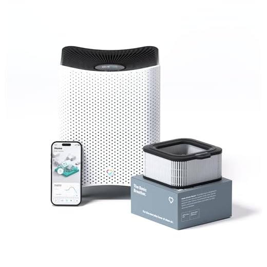 Mila Air Purifier with Basic Breather Filter (H12 HEPA), High-Performance Filter for Smoke, Allergens, Dust, Pollution & Pet Dander, 447 CADR, 1,000 sq ft Coverage, 12”x12”x15”, White