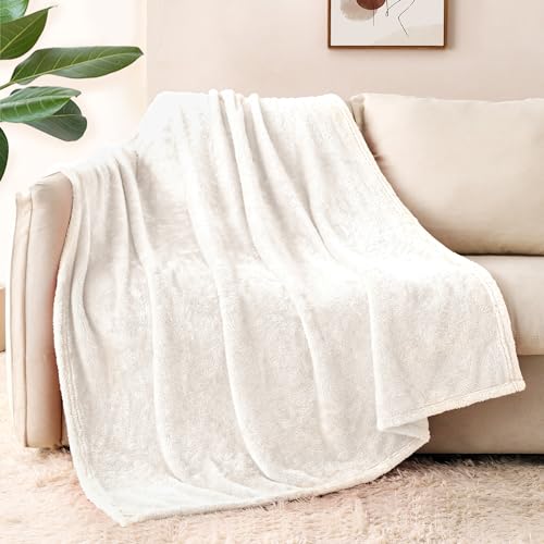Whale Flotilla Manta Mullida de Sofá, Cálida Manta de Forro Polar para Cama, Muy Suave y Acogedora, 130 x 170 cm, Blanco