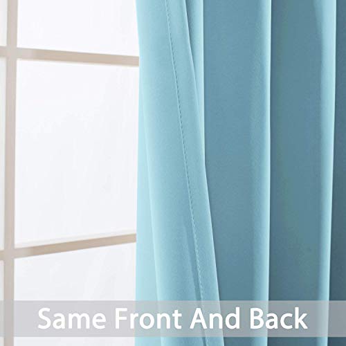 Yakamok Blackout Curtains for Bedroom,Grommet Thermal Insulated Room Darkening Curtains for Living Room, Set of 2 Panels (52 x 63Inch, Sky Blue)
