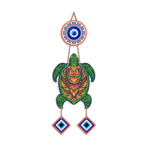 Image of Artvibes Sea Turtle Evil Eye Wall Hanging for Home Entrance | Nazar Battu MDF Wall Decor | Lucky Vastu Wall Art for Living Room | Bedroom | Office | Balcony & Main Door | Unique Gift Item (WH 8539N)