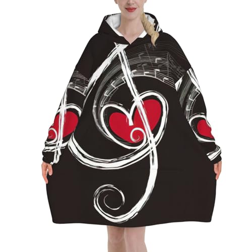 Couverture à capuche en flanelle de qualité supérieure au motif de musique