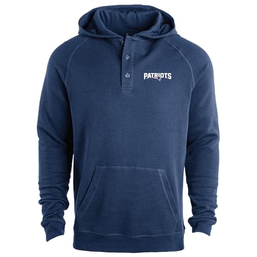 Dunbrooke Mens Navy New England Patriots Montana Raglan Thermal Hoodie