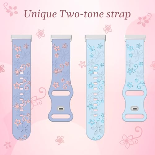 Kimiyaki 2 Pack Floral Engraved Bands for Fitbit Sense 2 / Sense Fitbit Versa 4/ Versa 3 Women, Cute Two-Tone Soft Silicone Sport Strap by Kimiyaki - Used condition - Image 2