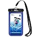 Universal Waterproof Phone Case, MoKo IPX 8 Waterproof Phone Pouch Dry Bag with Armband & Neck Strap for iPhone X/8 Plus/8/7/6S Plus, Samsung Galaxy S9+ / S9, BLU, MOTO - BLUE