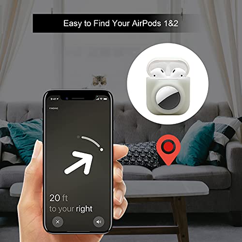 2 In 1 Silicone Protective Skin Cover Compatible With Airpod 1&2 And Airtag, Soft Comprehensive Protective Case With 2 Pcs Tpu Screen Protector, Anti-Scratch Anti-Fall Anti-Lost(Luminouswhite) #TOP5