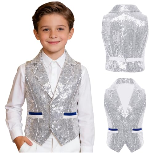 Gilet pour garçons col V sans manches parfait pour gala de danse - 5