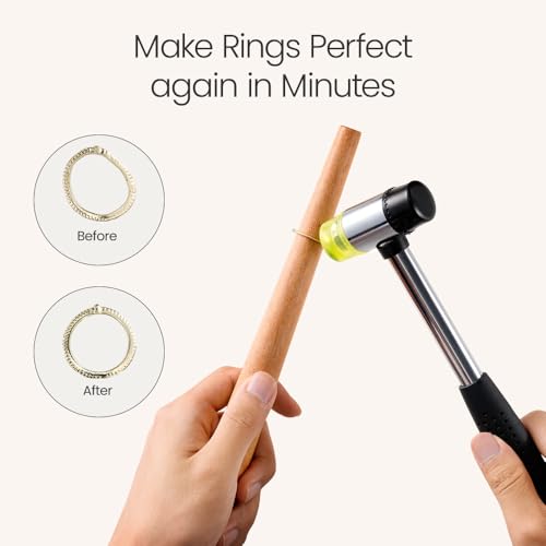 Meowoo Jewelry Rubber Hammer with Wood Ring Mandrel Ring Shaper to Fix Bent Rings Ring Shaper Repair Tools Jewelry Making Kit - Image 3